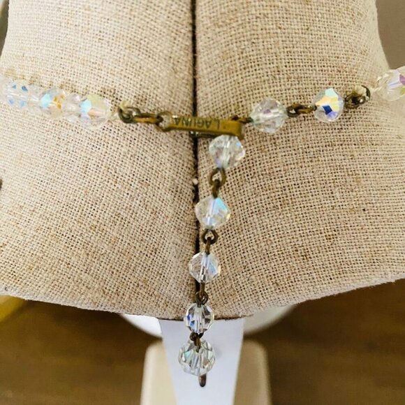 Vintage 1960s Laguna Aurora Borealis Faceted Crystal Beaded Choker Necklace - Picture 6 of 8